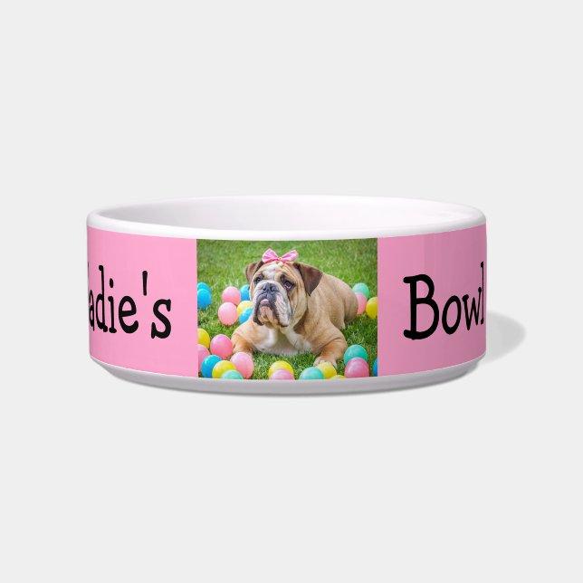 Personalized Photo Custom Colour Dog Bowl (Front)