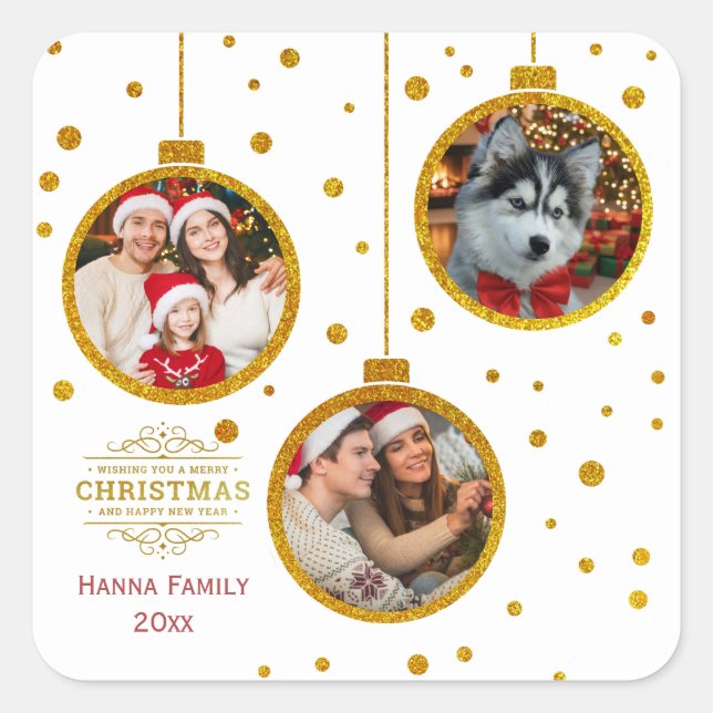 Personalized Photo - Custom Family Holiday Square Sticker (Front)