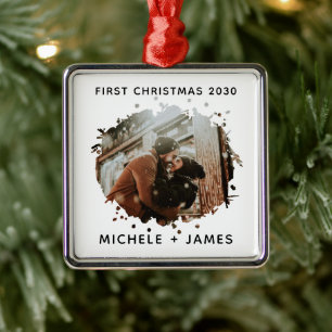Personalized Photo Custom First Christmas Metal Ornament