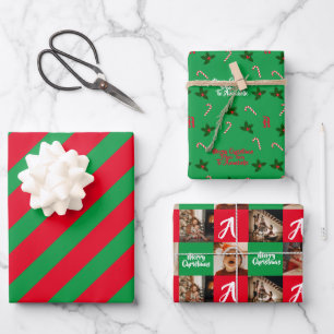 Personalized photo custom name Merry Christmas Wrapping Paper Sheet