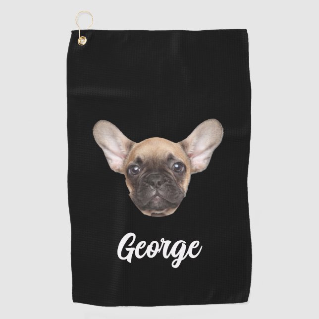 Personalized Photo Custom Pet Dog Cat Face Golfer Golf Towel (Front)