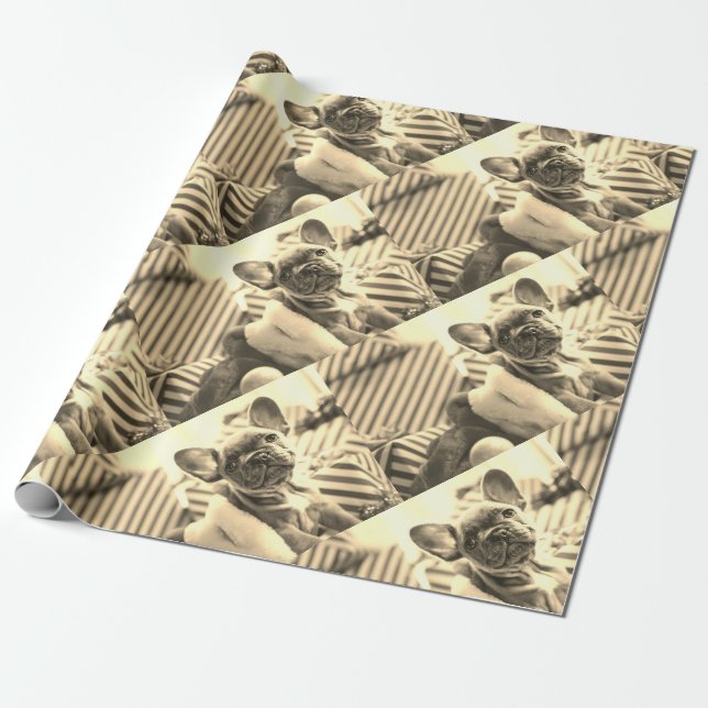 Personalized Photo Custom Sepia Wrapping Paper (Unrolled)