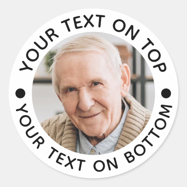 Personalized Photo Custom Text Colours Classic Round Sticker (Front)
