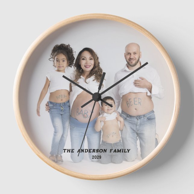 Personalized Photo Custom Text Family Keepsake Clock (Front)