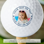 Personalized Photo Custom Text Golf Balls<br><div class="desc">Create unique, personalized golf balls with your photo and custom text in your choice of text, dot and circle frame colours (shown in blue) for the golf enthusiast you know. ASSISTANCE: For help with design modification or personalization, colour change, transferring the design to another product or you would like coordinating...</div>