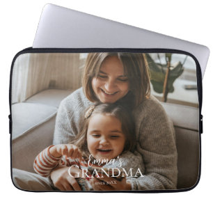 Personalized Photo & Custom Text Grandma Since - Laptop Sleeve