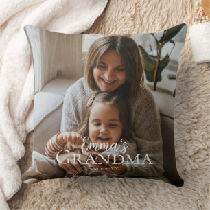 Personalized Photo & Custom Text Grandma Since -  Throw Pillow
