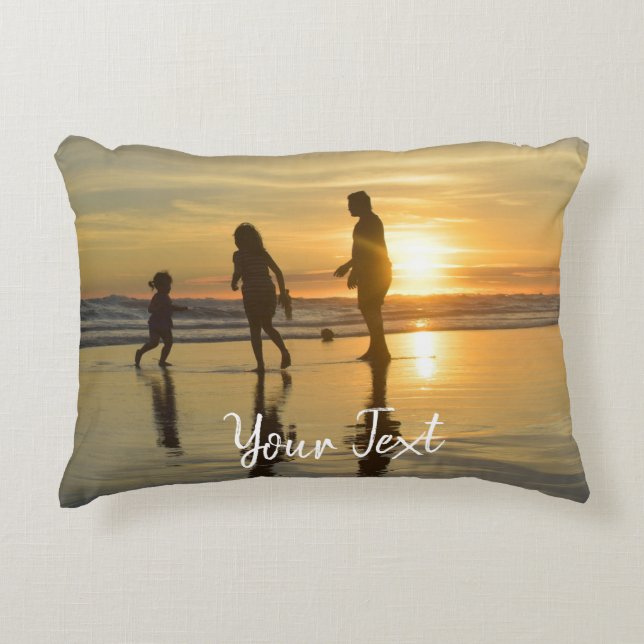 Personalized Photo & Custom Text Template  Accent Pillow (Front)