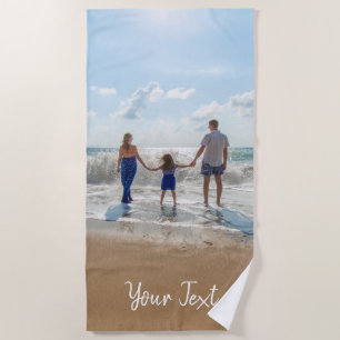 Personalized Photo & Custom Text Template Beach Towel