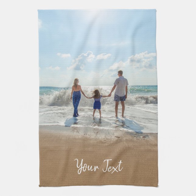Personalized Photo & Custom Text Template Kitchen Towel (Vertical)