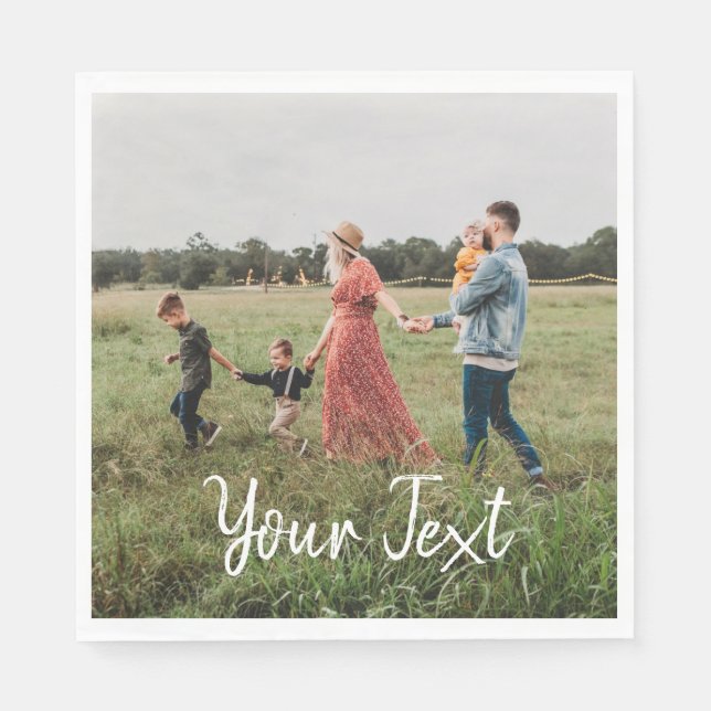 Personalized Photo & Custom Text Template Napkin (Front)