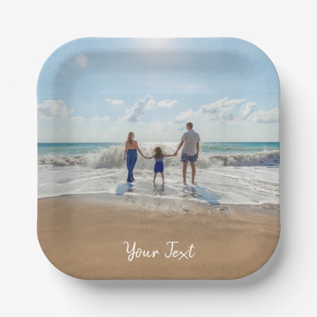 Personalized Photo & Custom Text Template Paper Plate (Front)