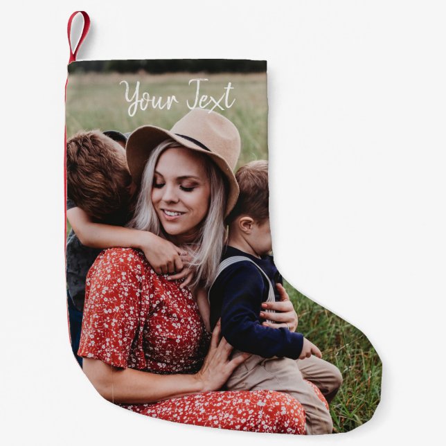 Personalized Photo & Custom Text Template Small Christmas Stocking (Front)