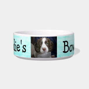 Personalized Photo Dog Bowl Aqua Blue