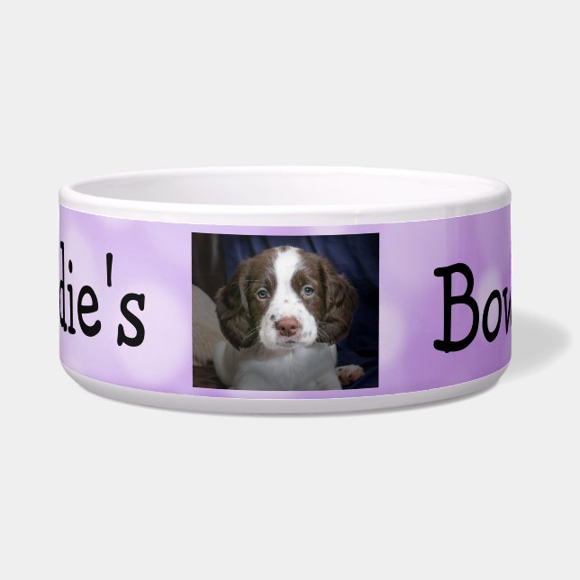 Personalized Photo Dog Bowl  Purple (Front)