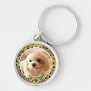 Personalized Photo Dog - Paw Print Design Keychain