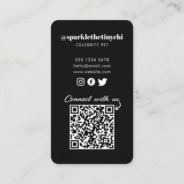 Personalized Photo Dog Pet Social Media QR Business Card (Back)