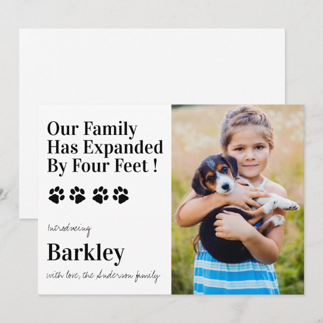 Personalized Photo Dog Puppy New Pet Announcement (Front/Back)