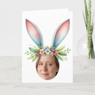 Personalized Photo Easter bunny ears rabbit card