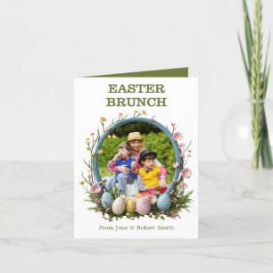 Personalized photo easter floral holiday card
