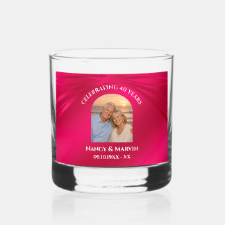 Personalized Photo Elegant 40th Anniversary Gift Whiskey Glass