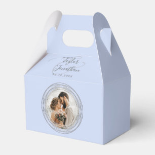 Personalized Photo Elegant Chic Dusty Blue Wedding Favor Box