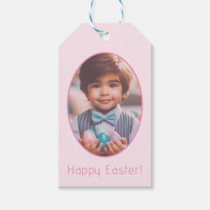 Personalized Photo Elegant Light Pink Happy Easter Gift Tags