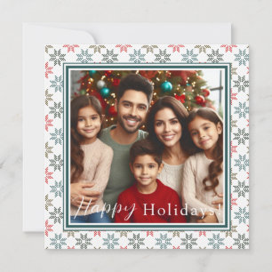 Personalized Photo, Elegant Poinsettia Holiday Card