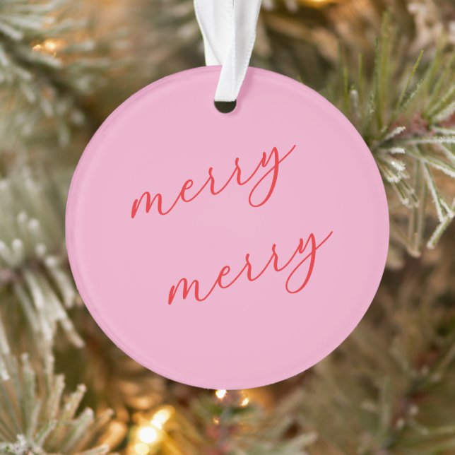 Personalized Photo Elegant Script Pink Christmas Ornament (Tree)
