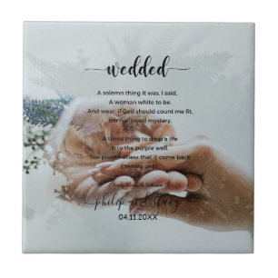 Personalized Photo Elegant Wedded Poem Tile