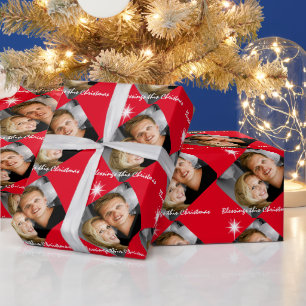 Personalized photo family birthday wrapping paper