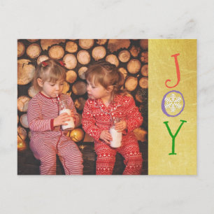 Personalized Photo Family Christmas Joy Gold Card