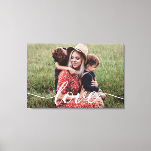 Personalized Photo Family Love Script Canvas Print