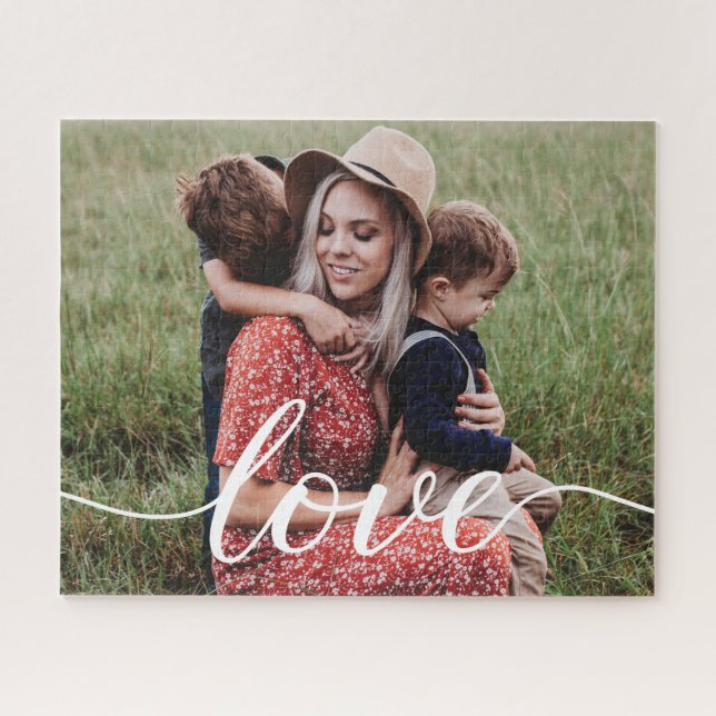 Personalized Photo Family Love Script Jigsaw Puzzle (Horizontal)
