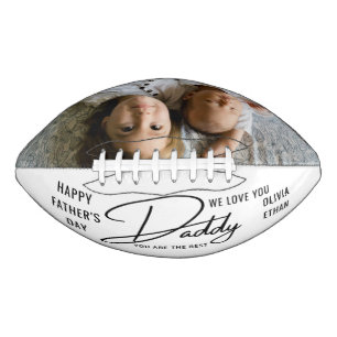 Personalized Photo Father's Day Black And White Football