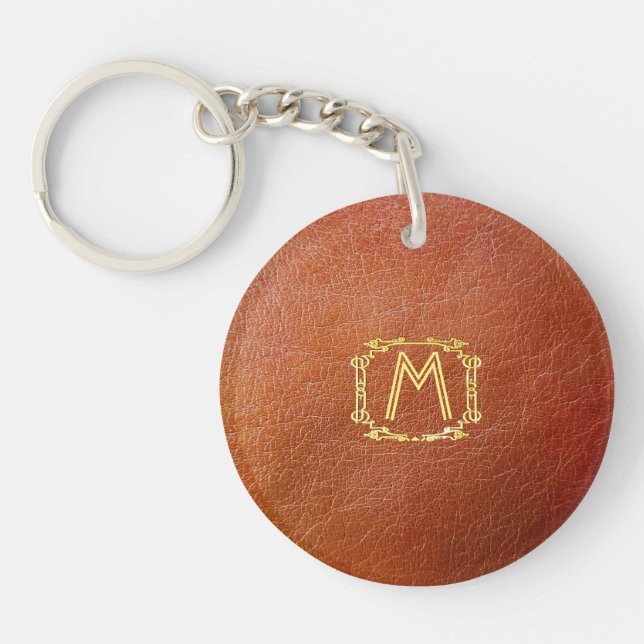 Personalized Photo Faux Leather Keyring (Front)