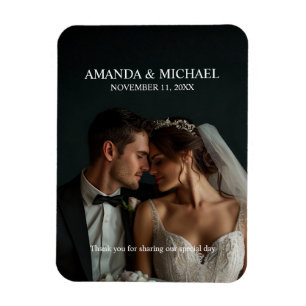 Personalized Photo Favor with Names & Wedding Date Magnet