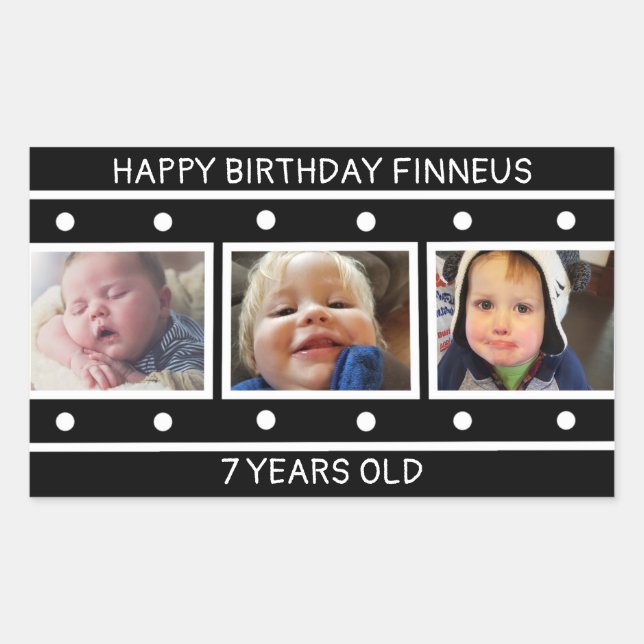 Personalized Photo Filmstrip Birthday Sticker (Front)