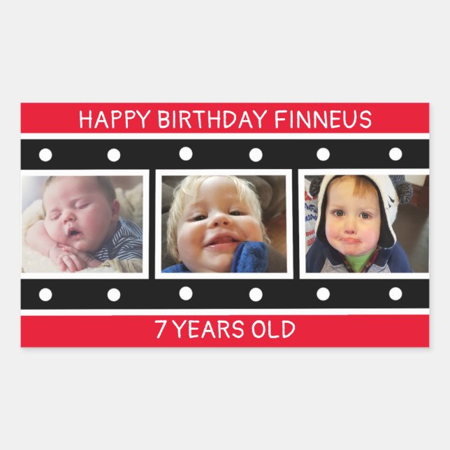 Personalized Photo Filmstrip Birthday   Sticker (Front)