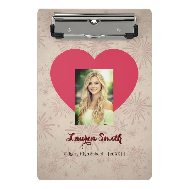 Personalized Photo Font Heart Mini Clipboard  (Front)