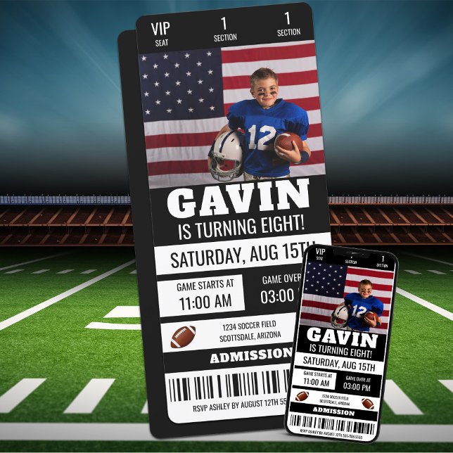 Personalized Photo Football Ticket Birthday Party Invitation (Creator Uploaded)