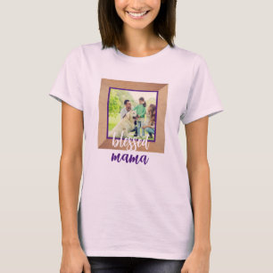Personalized Photo Frame Cute Blessed Mama T-Shirt