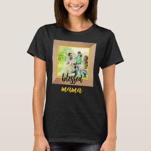 Personalized Photo Frame Cute Blessed Mama T-Shirt