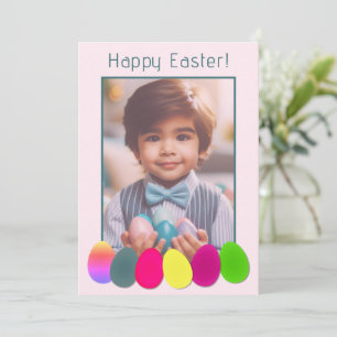 Personalized Photo Fun Coloured Eggs Happy Easter Holiday Card