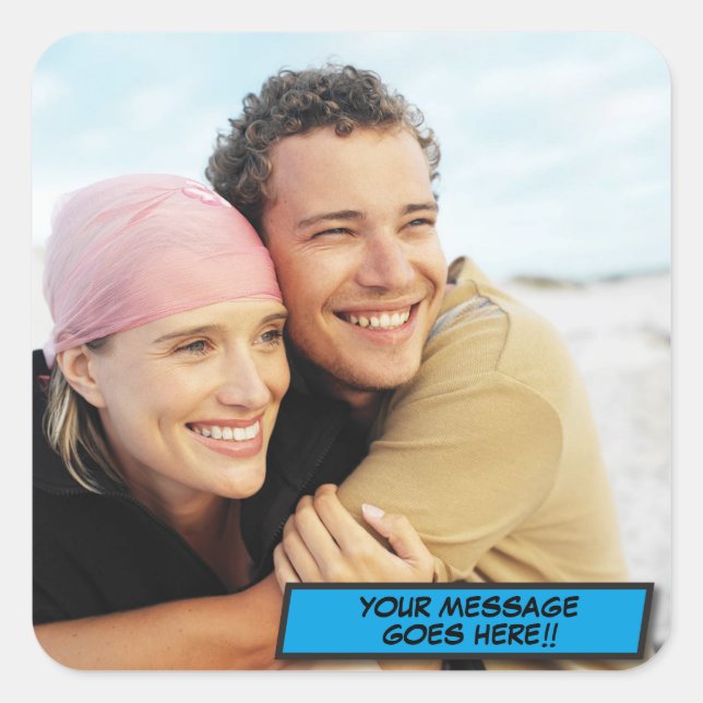Personalized Photo Fun Modern Square Sticker (Front)