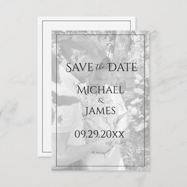 Personalized Photo Gay Couple Save the Date (Front/Back)