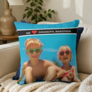 Personalized photo gift for Grandpa from children Throw Pillow
