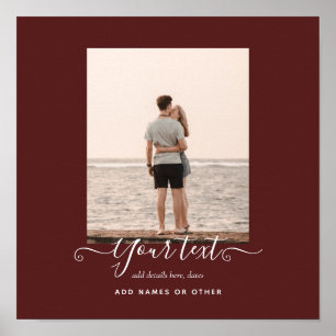 Personalized PHOTO Gifts Burgundy Theme Poster