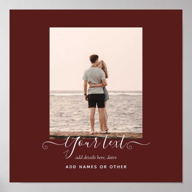 Personalized PHOTO Gifts Burgundy Theme Poster (Front)