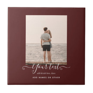 Personalized PHOTO Gifts Burgundy Theme Tile